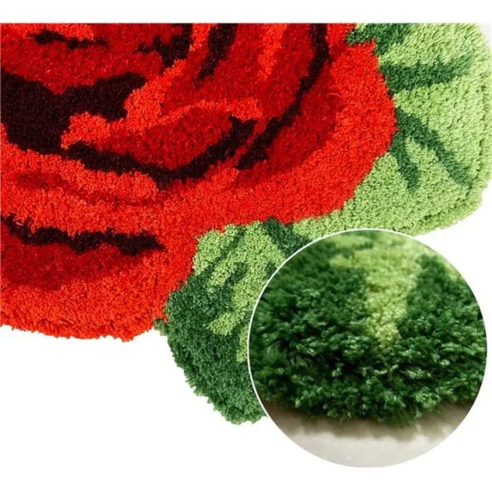 Red Rose Toilet Rug 23.6